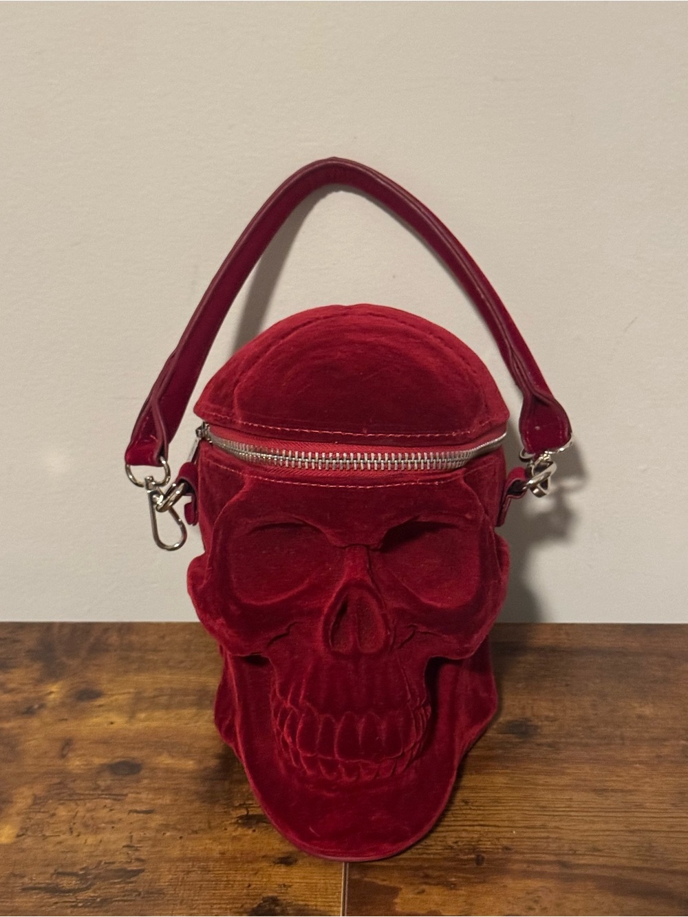 KillStar Red Velvet Skull Handle Bag